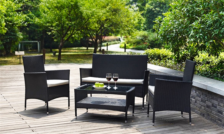 Hyperli Atlantis 4 Piece Wicker Patio Outdoor Living Set With